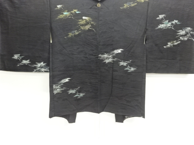 枝葉模様織出し一ツ紋羽織